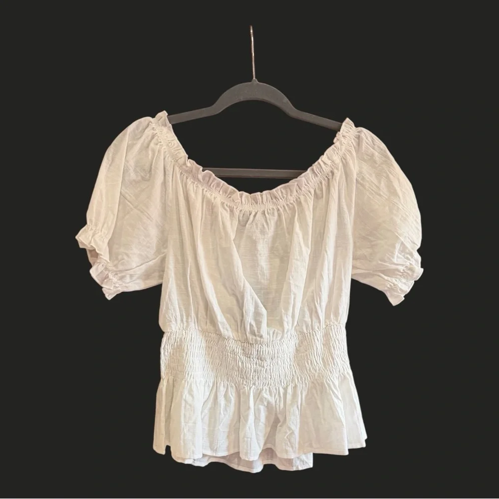 NWT SCARLET DARKNESS Renaissance Peasant Blouse White Lace Up M - Picture 3 of 8